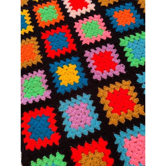 Vintage Handmade Granny Square Afghan Throw 54" Square - Picture 5 of 10